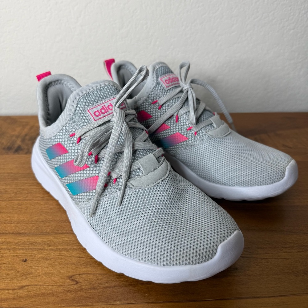 ADIDAS Womens Size 5 Lite Racer Rbn Athletic Run Shoes Gray White FV2321